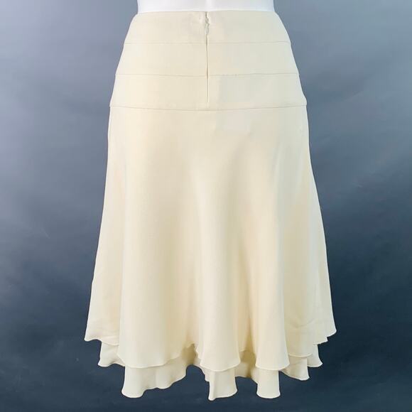CHANEL Vintage 2003 Size 8 Cream Acetate Blend Ruffled Tulip Below Knee Skirt - Picture 3 of 8